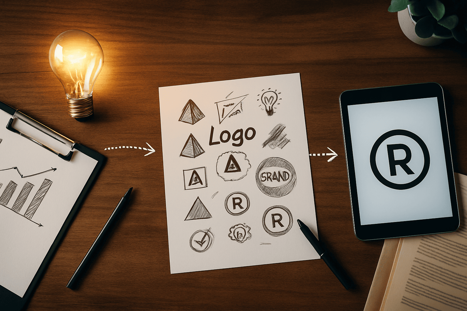 Ilustração de um procedimento de criação de logo